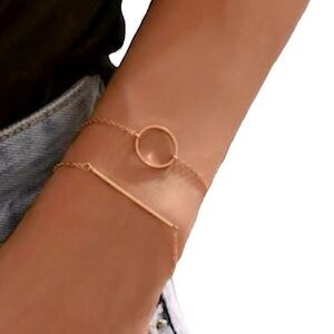 Anthropologie Dainty Minimalist 2 Piece Gold Bracelet Set adjusts 7-9” nwt ✅